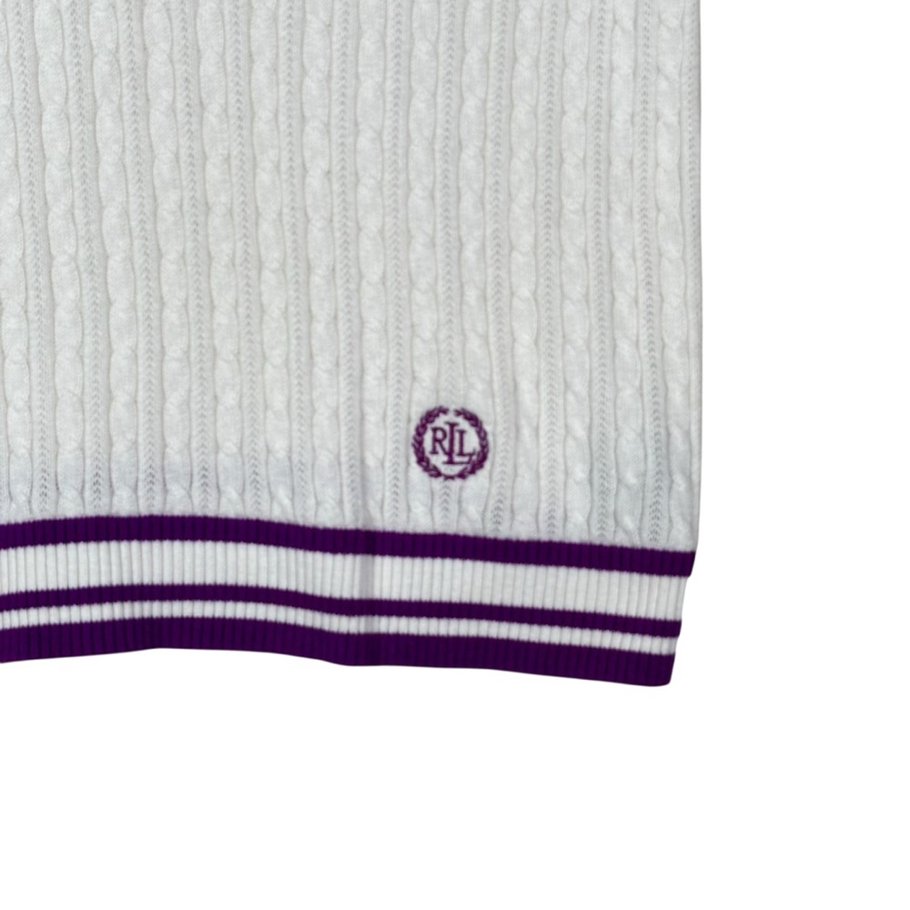 RALPH LAUREN Vintage Embroidered logo Cable Knit Short Sleeve Cricket Sweater - Picture 4 of 7